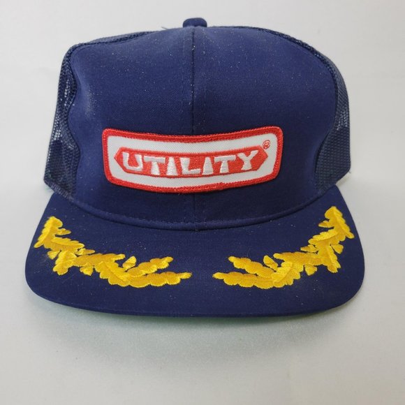 NOS Utility Patch Trucker Hat Tonkin Cap Gold Leaf Vintage Snapback Mesh NEW - Picture 1 of 5